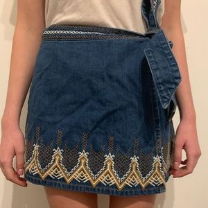 Free People denim wrap skirt